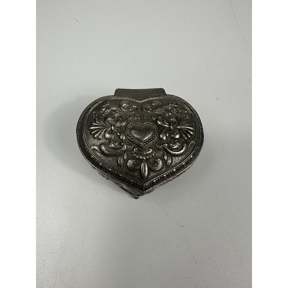 Trinket Box Heart Shaped Jewelry Footed Marked Japan Red Velvet Lined Ring Box